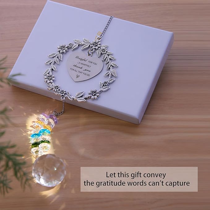 Thank You Sun Catcher Gifts with Engraved Message - Unique Appreciation Gift/Thank You Gift for Women, Friends, Coworkers, Teachers- Gratitude Gifts Hanging Crystal Suncatcher Ornament