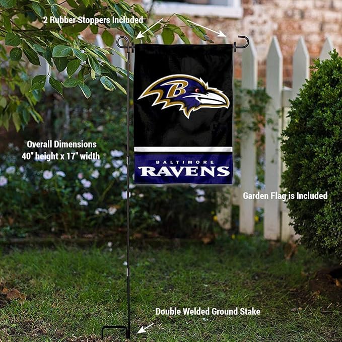 WinCraft Baltimore Ravens Garden Flag with Stand Holder