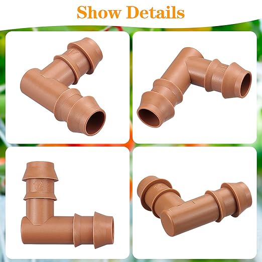 20 Pieces Drip Irrigation Barbed Elbows Fittings for 1/2” Tubing (0.600”ID) - Drip Elbows (17mm) Irrigation Tubing Connectors for Drip Sprinkler Garden Lawn Systems