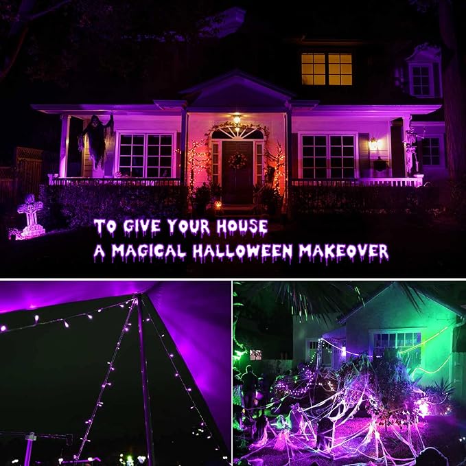Purple Halloween Lights, 800LED 330FT Purple String Lights 8 Modes Timer Plug in Waterproof Indoor Outdoor Purple Christmas Lights for Halloween Christmas Garden Party Decoration