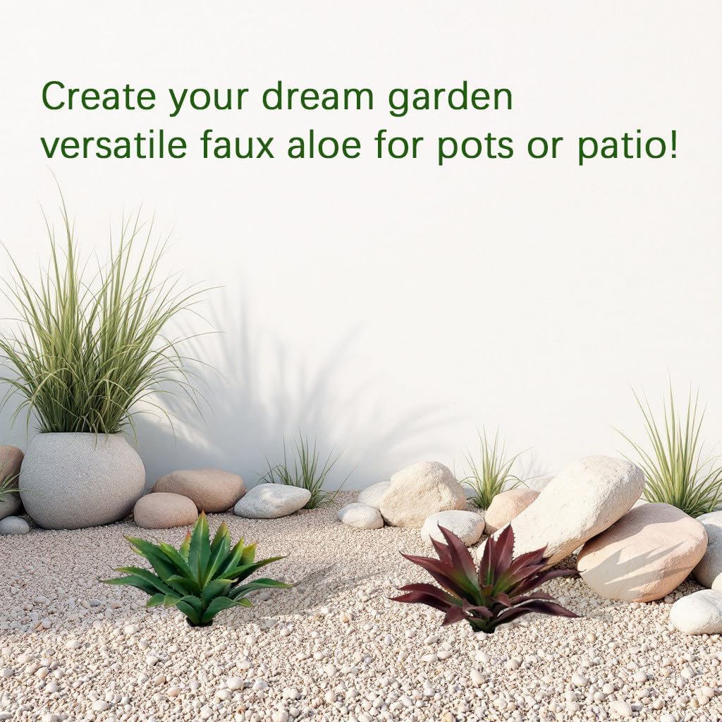 12.5 Inch Artificial Aloe Plant - Large Faux Succulents (Unpotted), Realistic Fake Plants for Home Decor Indoor Outdoor (Red)