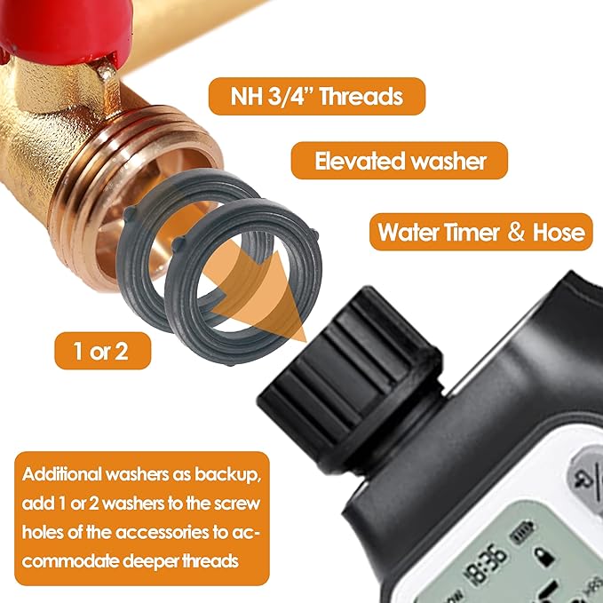 Brass garden hose splitter,、2 way hose splitter with 2 Extension Handles, GHT 3/4”Outdoor Faucet Diverter for irrigation system with extra 1 Filter Rubber Washers 2 Quick Connectors 1 Tape