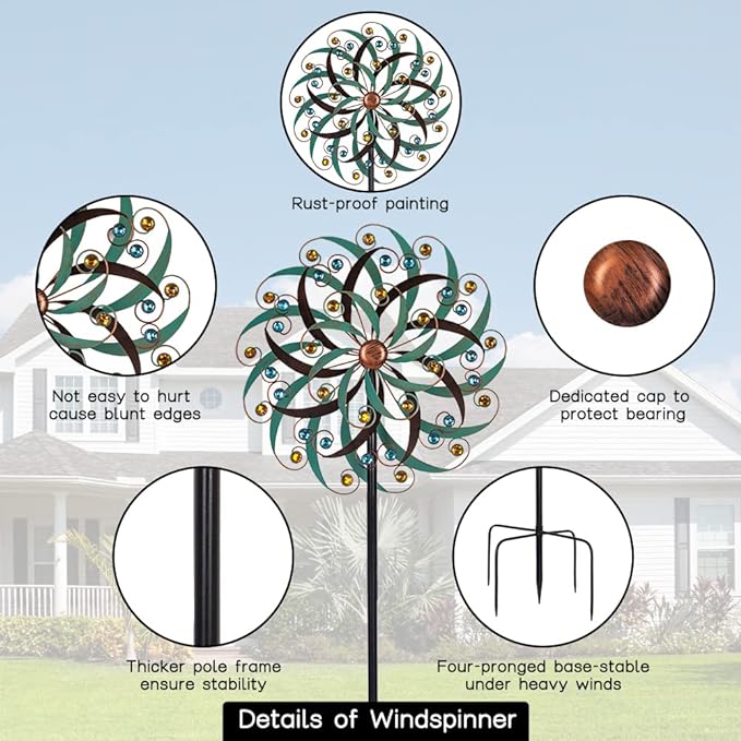 Stargarden Large Metal Wind Spinners for Outdoor, Metal Yard Art Wind Sculptures & Spinners for Yard and Garden Decorations (20x80 Inches)