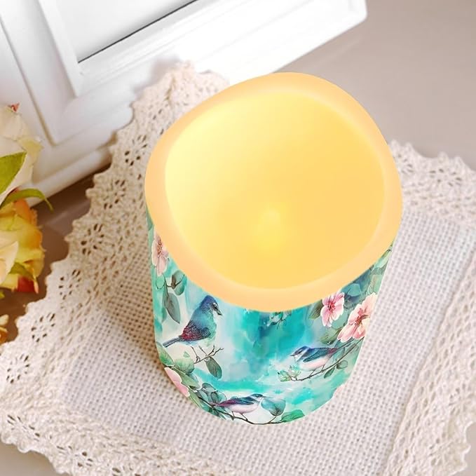 Ystardream Light Candles 4 Pack Battery Operated Color Changing Timer Remote Control Fake Pillar Tealights Beach Wedding Home Indoor Decor Modern Hummingbirds