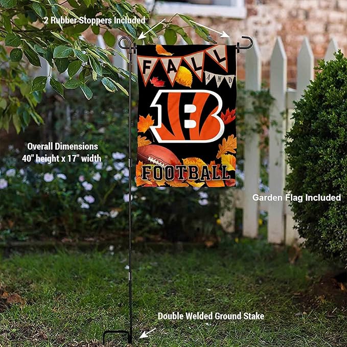 WinCraft Bengals Fall Seasonal Garden Flag and Flagpole Mount