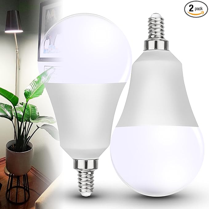 2 Pack E12 Small Candelabra Base LED Grow Light Bulbs Full Spectrum, 12W Sun Grow Plant Light Bulb 100w Equivalent, Balanced Spectrum 5000K Red Blue Grow Bulb for Flower, Seed Starting, Indoor Growing