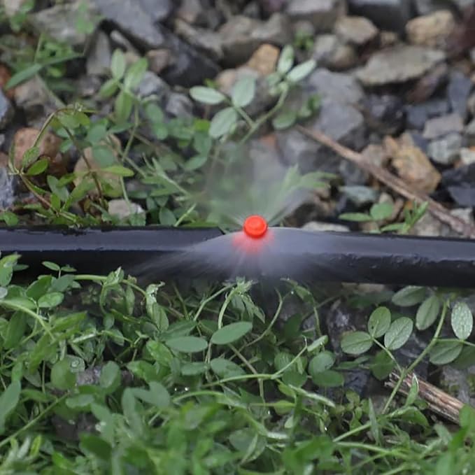 360-Degree Micro Sprayer Garden Lawn Irrigation Spray Head for Plant Irrigation Systems (360° Red) 100PCS