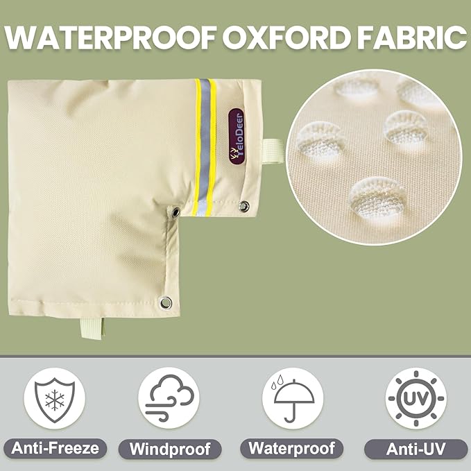 Backflow Preventer Insulation Cover YeloDeer, Beige 5 Layers of Hose Bib Cover freeze Protection(5°F), 12"W x 13"H Irrigation Sprinkler Valve Cover Insulated Waterproof Winter Water Well Pump Covers