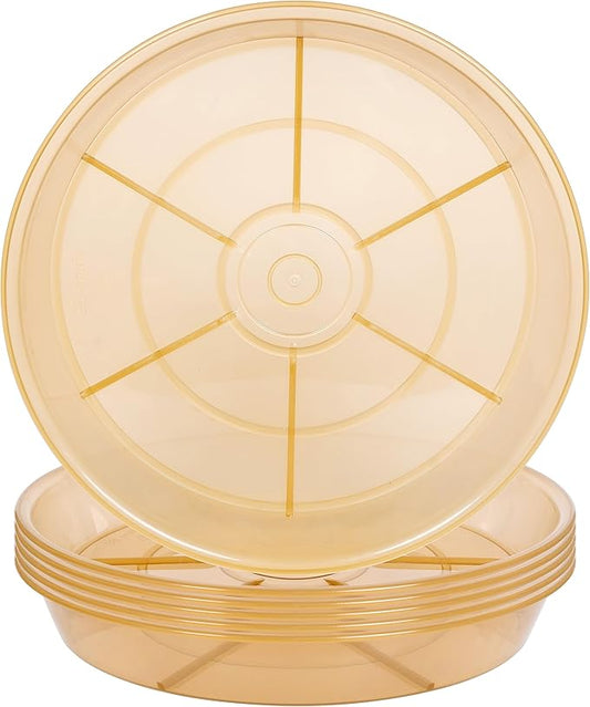 6 Pack Plant Saucer Drip Tray 11 12 inch, Pot Base for Plants Indoor, Heavy Sturdy Plastic Planter Flower Pot Saucers for Outdoor Garden, Plant Water Drip Trays for pots (12", Brown)