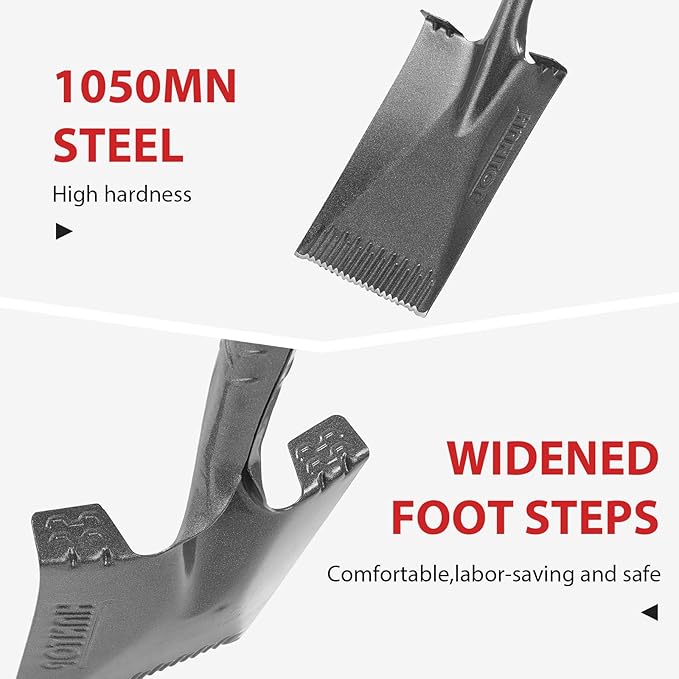 Spade Shovel Garden Flat Shovel Square Point Shovel Trenching Shovel for Digging Gardening Planting Edging, 43 inches