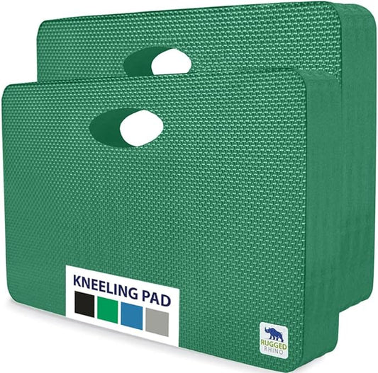 Rugged Rhino Soft Foam Kneeling Pad, Thick Knee Mat Resists Water, Durable Shock Absorbent Pads, Comfortable Strong Rebound, Gardening, Mechanic Tools, Bath Tub Essentials 2 Pack Pine Green