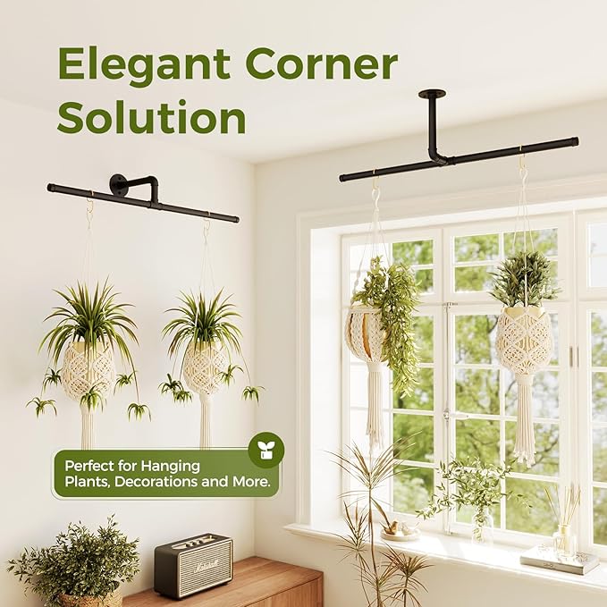 Bamworld Hanging Planters for Indoor Plants Plant Hanger Indoor Hanging Plant Holder Window Plant Shelves Metal Rod(Pot&Plant Not Included) 35.8in