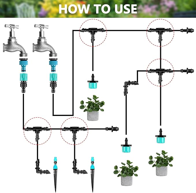 50 Pieces Drip Irrigation Fittings, 1/4 Inch Barbed Tee Fittings, Barbed Connectors for 1/4 Inch Irrigation Tubing for Drip Sprinkler Garden Lawn System