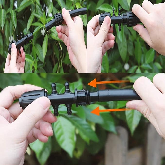 10PCS Barbed Tee 1/2 inch to 1/4 inch Irrigation Tube Anti-Drop Drip Irrigation Parts (13mm ID/4mm ID),Drip Irrigation System Fits 16 mm Drip Tape Tubing,4mm ID 7mm OD Hose Connector, 6-Way Adapte