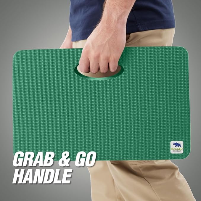 Rugged Rhino Soft Foam Kneeling Pad, Thick Knee Mat Resists Water, Durable Shock Absorbent Pads, Comfortable Strong Rebound, Gardening, Mechanic Tools, Bath Tub Essentials Pine Green
