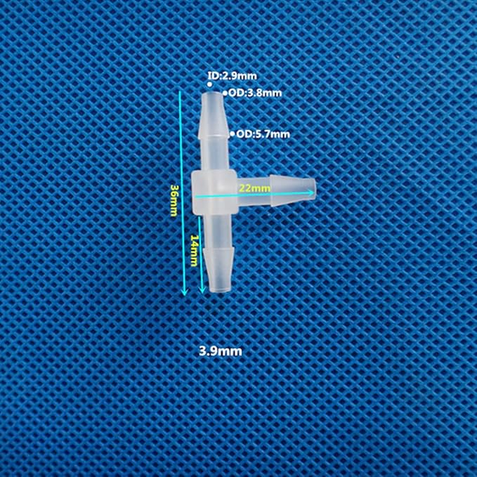 Unifizz T - Piece Hose Equal Paths Tube Accessories,3.9mm Equal Paths Plastic Hose Tube Connector For Cooling Watering Irrigation, Transparent, 10Pcs