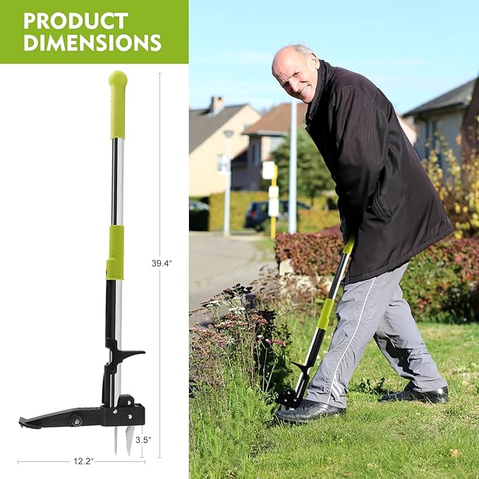 Stand Up Weed Puller Tool,Dandelion Gardening Hand Tools,4-Claw Weeder with 39.4" Handle,Weeder Tool for Yard Long Handle,Easy Weeding Removal Without Bending,Pulling or Kneeling.