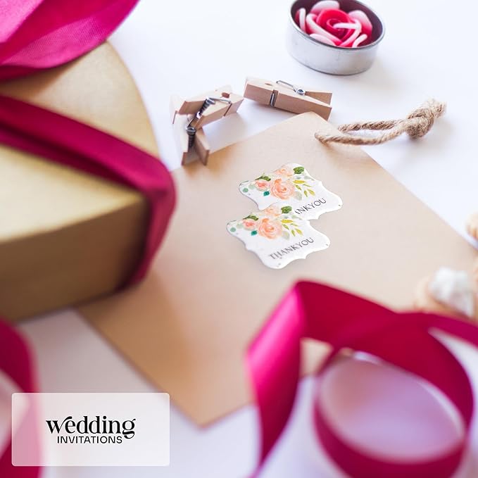 20pcs Thank You Tags Seed Paper – Plantable Wildflower Packets for Weddings, Gifts, & Life Events (20 Square Floral)