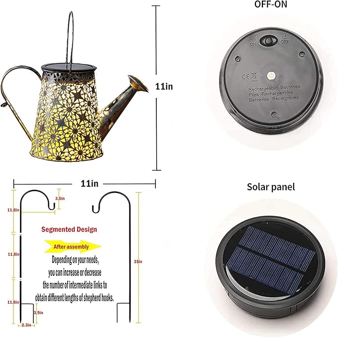 Solar Watering Can Lights, Large Retro Metal Hanging Solar Lights Outdoor Waterproof, Gardening Gifts for Mom Grandma Women Birthday, Garden Decor Yard Light Outside for Porch Landscape Patio