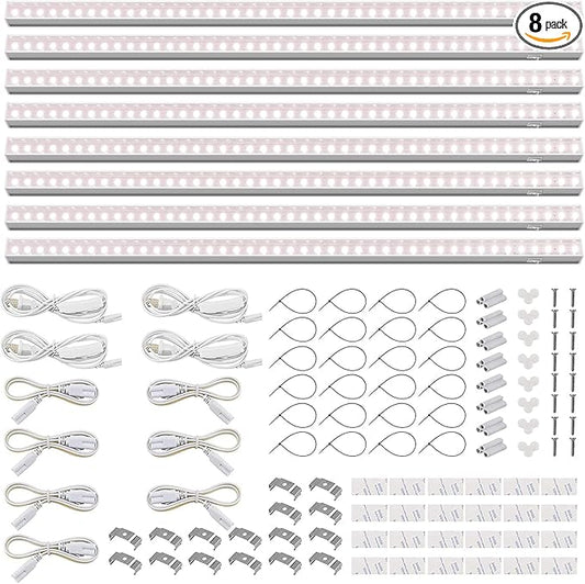 Barrina T5 Grow Lights, Full Spectrum, 4ft 160W (8 x 20W, 1000W Equivalent), LED Grow Light Bulbs, Plant Lights for Indoor Plants, Greenhouse, Plug and Play, Pinkish White, 8-Pack