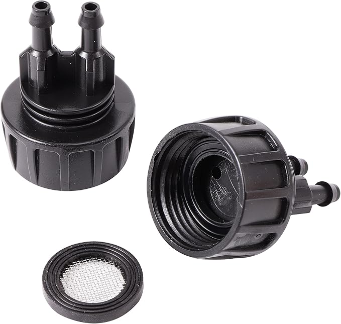 Inner 3/4 inch to Double 1/4 Pipe Joint with Four Black Strainer 6-Point Washers，Garden Irrigation System Used in Gardens,Lawns