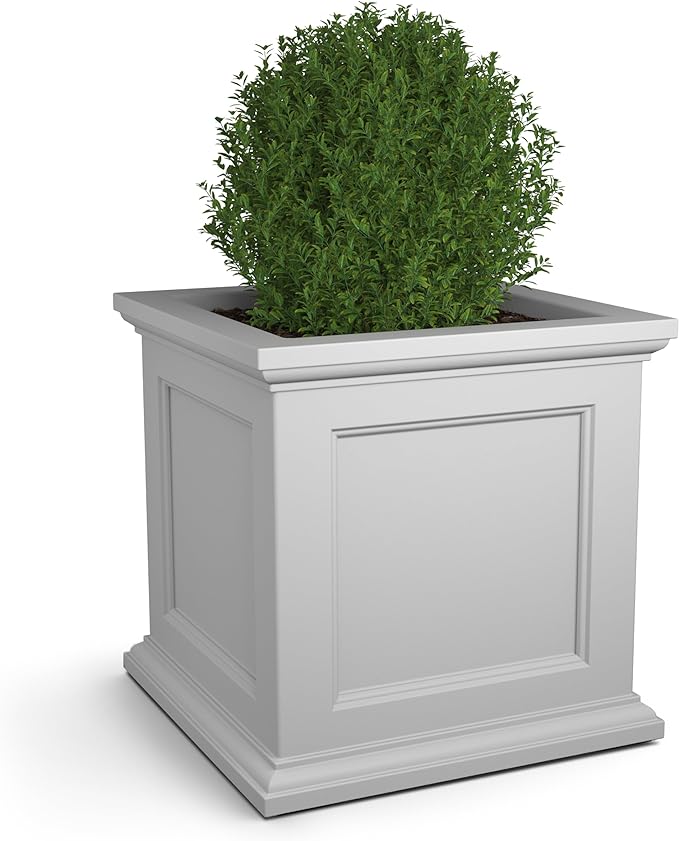 Mayne Fairfield 28in Square Planter - White - Durable Resin Planter (8800-W)