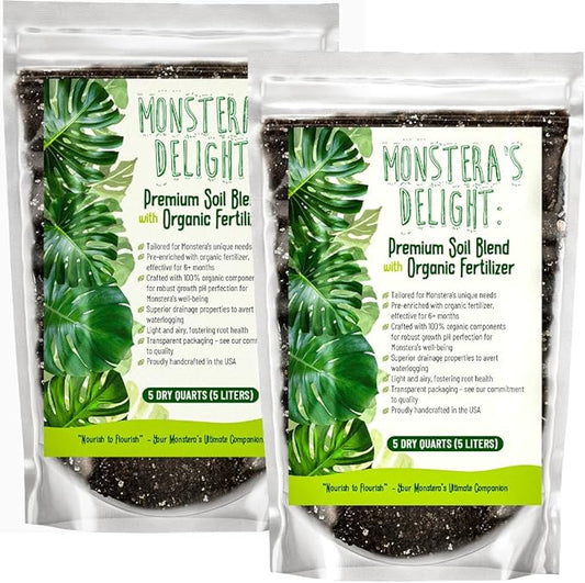 Monstera Potting Soil Mix – Organic, Fast-Draining, Chunky Soil with Coconut Coir & New Zealand Bark for Indoor Plants – Premium Fertilizer for Monstera Deliciosa, Albo & More (10 quarts)