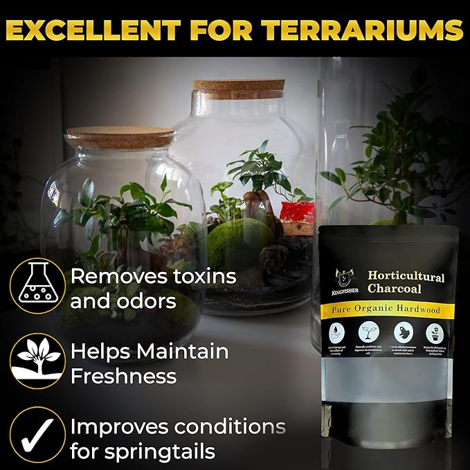 Organic Horticultural Charcoal & Terrarium Charcoal | Charcoal for Plants | Pure Hardwood Charcoal for Planting and Gardening | Organic Canadian Maple Biochar (4 QUARTS)