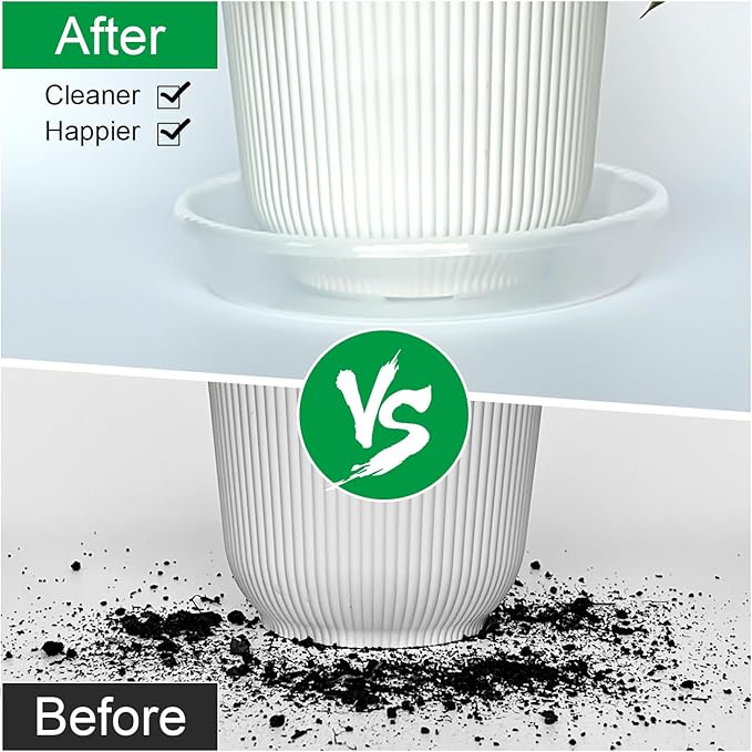 5 Pack Plant Saucer for Indoor Plants, 8 Inch Clear Plant Trays for Pots, Durable Plastic Flower Plant Pot Saucer, Heavy Duty Sturdy Plant Saucer Drip Trays for Pots