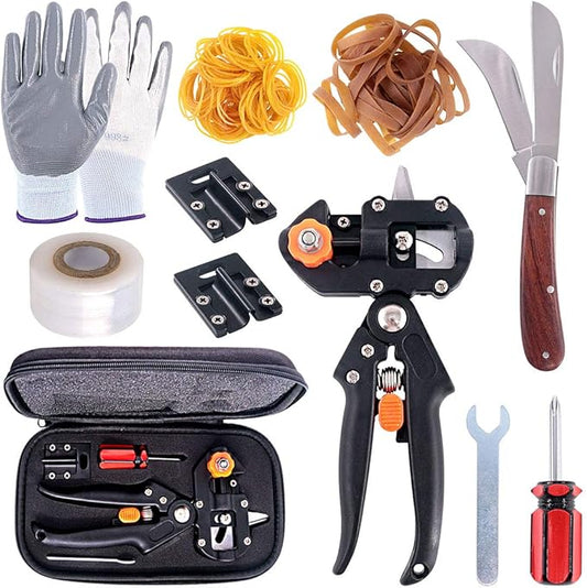 Swpeet 190Pcs 2-in-1 Garden Grafting Tools Kit, Including Garden Pruning Tools with 3 Extra Blades Grafting Tapes Rubber Bands Garden Gloves and Grafting Gardening Knife for Plant Branch Cutting