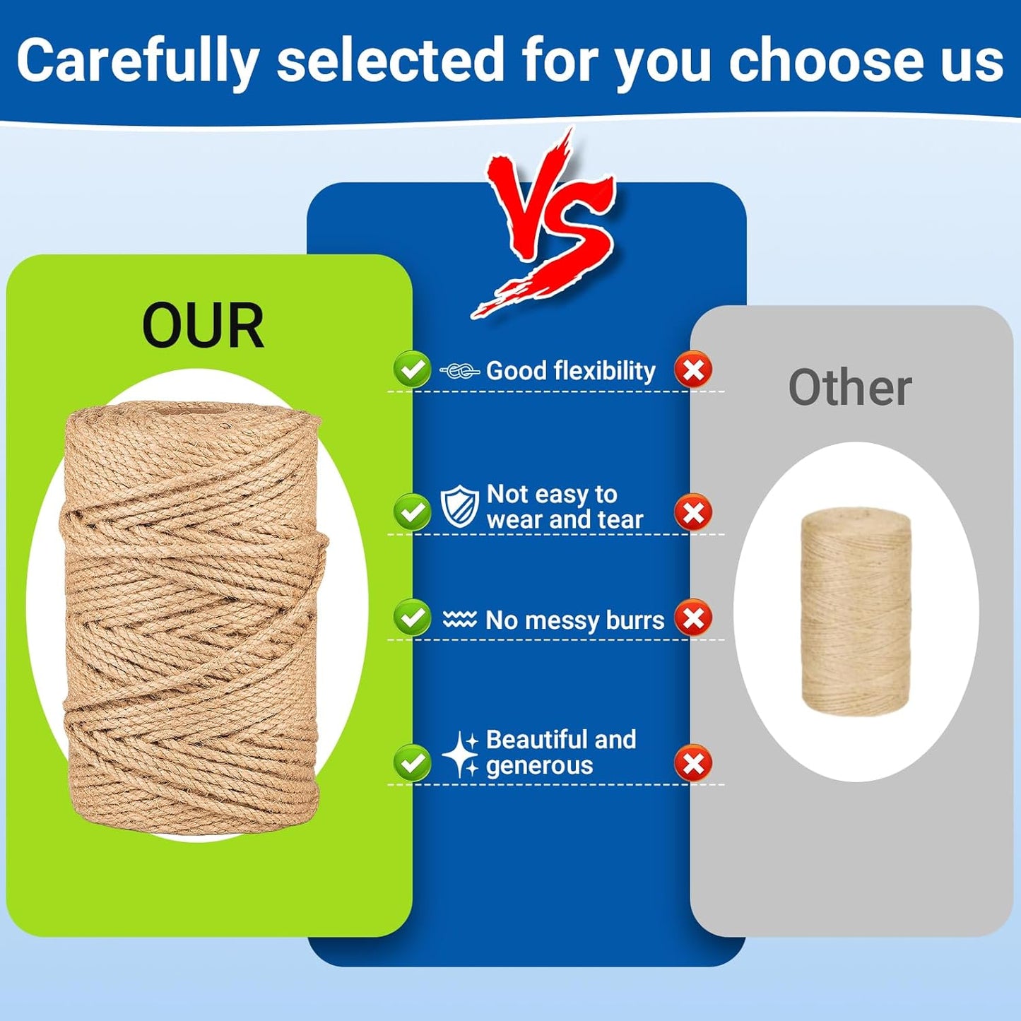 Natural Jute Twine String,Bulk Jute Rope Cord Twine for Crafting Gardening,Roll of Thick and Thin Twine for Gift Wrapping,Brown Decorative Rope,Ornament Twine for Cat Scratch Post (2mm x 656ft)