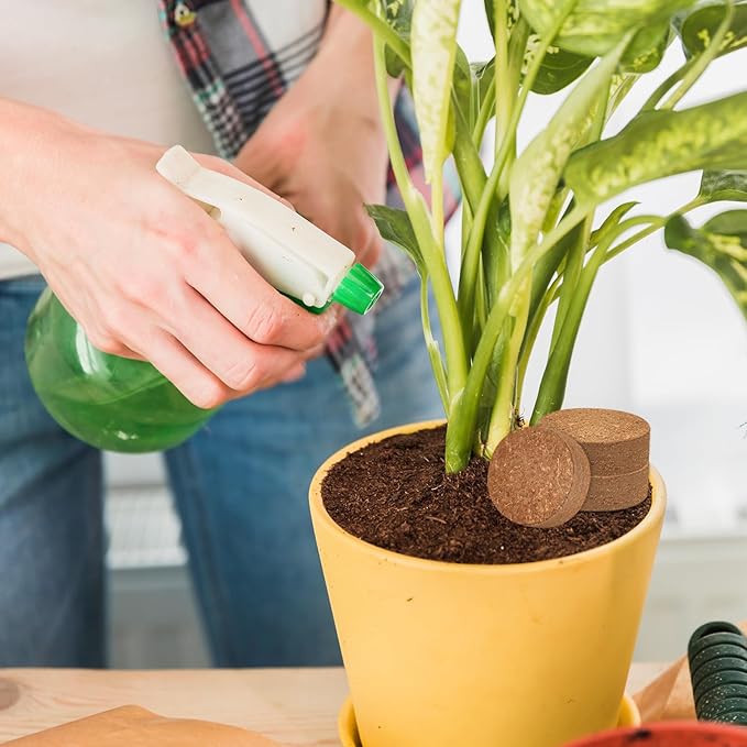 ZeeDix 100pcs 50mm Coco Coir Pellets, Compressed Coconut Coir Seed Starter Soil Pellets Potting Soil Indoor Plants Soil Discs for Planting Flowers Bonsai Herbs Plants and Vegetables
