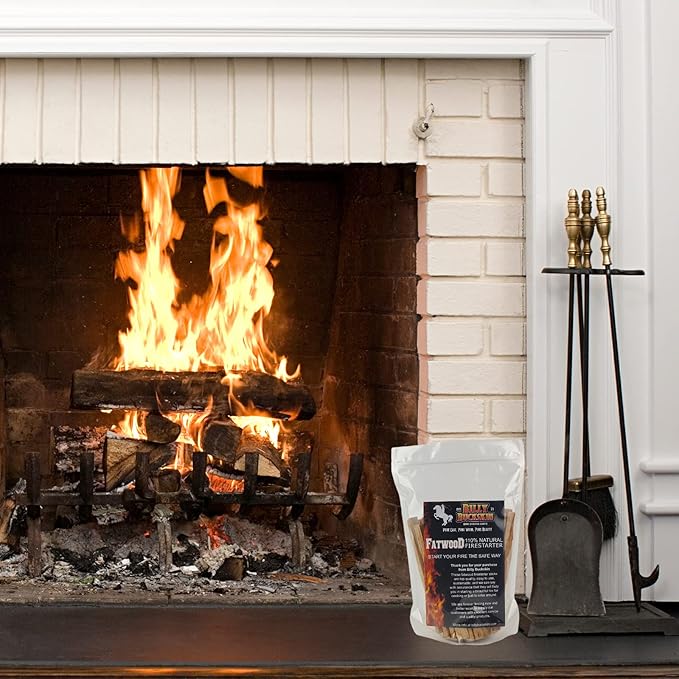 2 lb. Billy Buckskin Fatwood Fire Starter Sticks, Fire Starters for Fire Pit, Campfires, Wood Stoves, Fireplaces, Bonfires & Grilling BBQ, Camping Essentials, Start a Fire with 3 Sticks (2 Pound Bag)