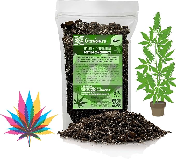 Premium Happy Plant Potting Soil Mix - Optimal Nutrient-Rich Blend for Thriving and HIGH-Yield Herbal Plants - 4 Quart