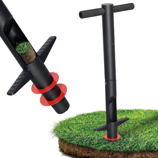 Bulb Planter Tool - 34" Long Handle Sod Plugger Lawn Plug Digger,Auto Plug Eject,Heavy Duty Garden Plant Hole Cutter for Grass,Tulip,Soil Transplant Plugging,Turf Repair Remover for Yard -Black
