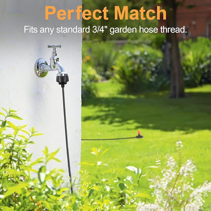 Universal 3/4 Inch Female Pipe Thread to 1/4 Inch Drip Irrigation Tubing Adapter, 6 Pack 1/4 In. Barbed Drip Line x 3/4 In. Faucet PVC Adapter Connect 3/4" FHT Garden Faucet Hose Bibb