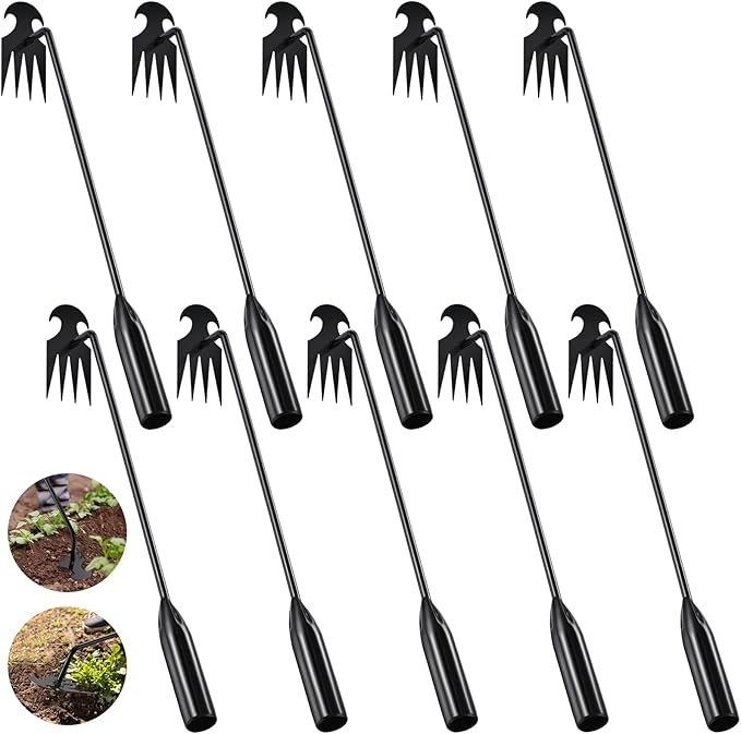 10 Pcs Weed Puller Tool Garden Weed Pulling Tool Portable Garden Weeder Tool 4 Teeth Durable Garden Weed Pulling Tool Hand Weeder Tool for Vegetable Gardening Backyard Farm Planting Weeding