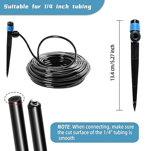 30PCS Push-to-Fit Drip Irrigation Emitters for 1/4 inch Irrigation Tubing, Adjustable 360 Degree Vortex Drip Emitters with Stake, Irrigation Dripper Sprinklers for Drip Irrigation System