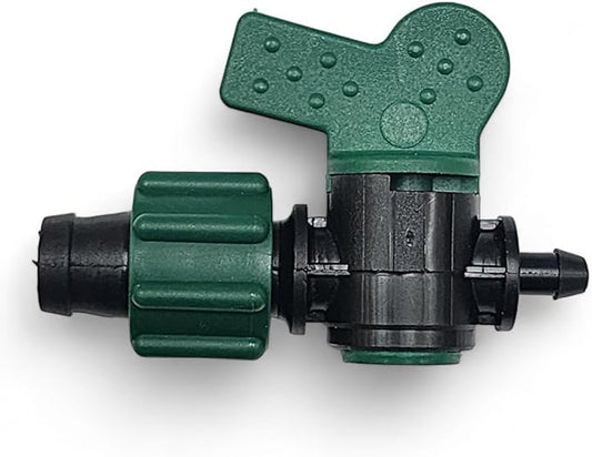 USA Made Premium Drip Tape 5/8" Tubing x 1/4" Barb Adapter Irrigation Connector Fitting With Shut Off Valve (5)