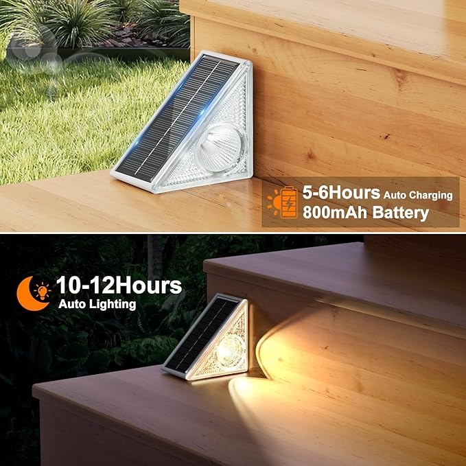 Ellasay Stair Lights Outdoor 12 Pack,10 Color Modes Solar Step Lights for Outside, Waterproof IP67 Solar Lights for Garden Stair,Patio,Deck,Yard,Front Step, Front Porch Decor