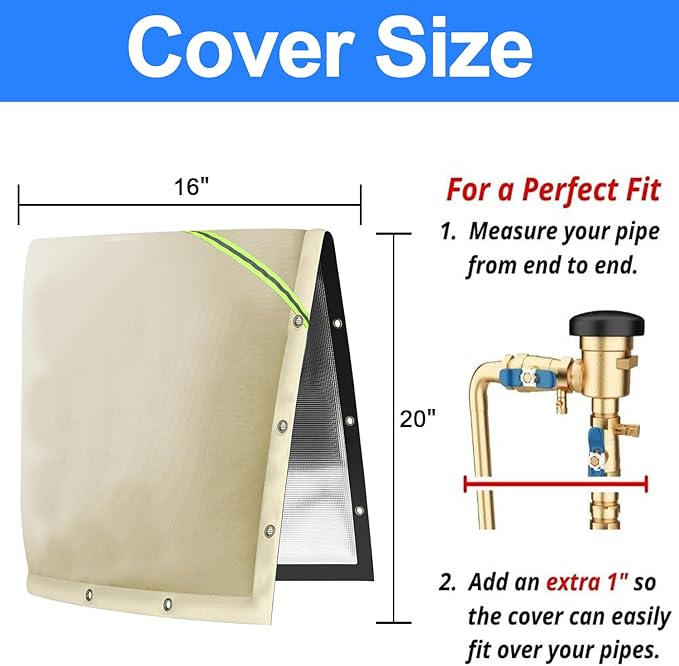 Opening Backflow Preventer Pipe Insulation Cover,Irrigation Sprinkler Valve Cover,Water Well Pump Cover,Sturdy 5 Layers Hydrant Cover for Winter Freeze Protection