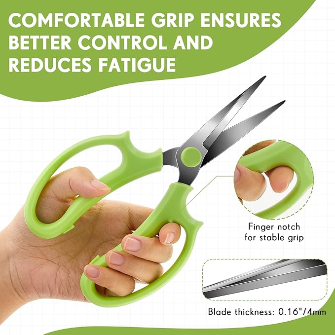 Amylove 12 Pcs Garden Flower Scissors Pruning Scissors Floral Shears Stainless Steel Garden Clippers with Comfortable Handles Flower Cutters for Branches Leaves Fruit Picking Trimming (Fresh Color)