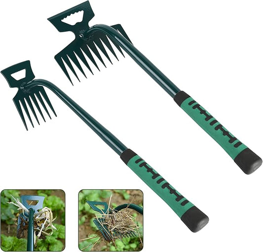Weeding Artifact Uprooting Weeding Tool Kit 2 Pack 6 Teeth 11 Teeth Weed Pulling Tool Portable Manual Weeder Puller for Vegetable Gardening Backyard Farm Planting Weeding