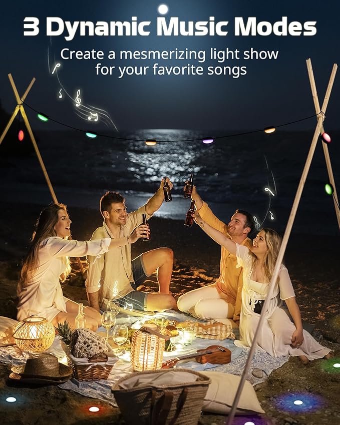 Outdoor Ground Lights, 33ft RGB+IC Outdoor Lights for Patio, 15 Pack Pathway Lights with App Bluetooth Control, LED Patio Lights with IP65 Waterproof for Garden Decor, Mulitiple Scene Modes