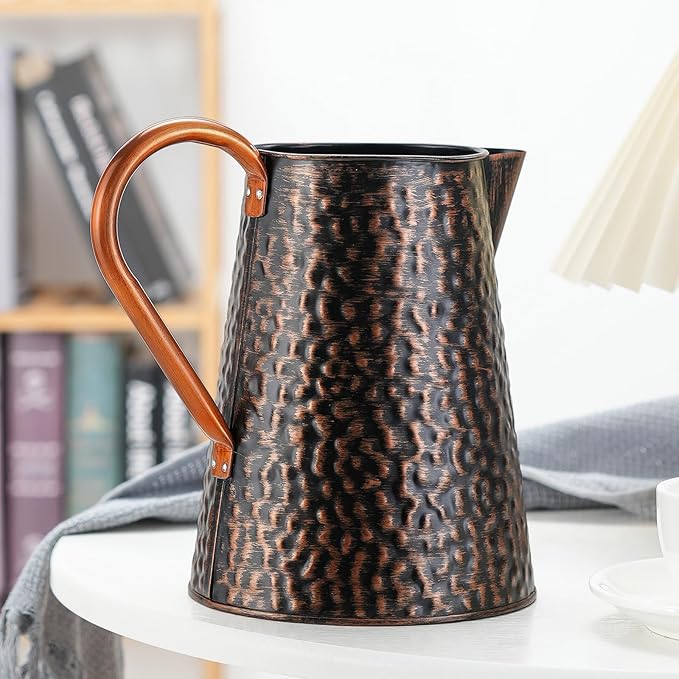 Copper colored Metal Decorative Watering Can Metal Flower Milk Jug Vase Pitcher Holder for Indoor Outdoor Plants