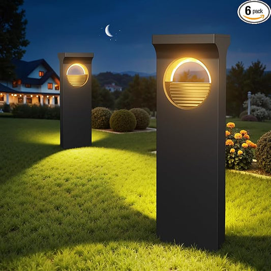 Solar Pathway Lights Outdoor, 6 Pack Upgraded Moon Shaped Landscape Lights - Brighter & Waterproof Solar Powered Decor for Yard, Garden, Path, Walkway Outside Decoration