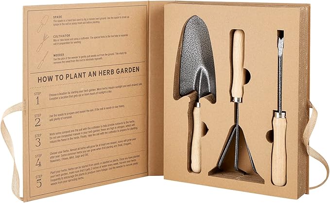 Santa Barbara Design Studio Garden Tools Pure Design Cardboard Book Gardening Essentials Gift Set, 3-Pieces, You Grow Girl Set