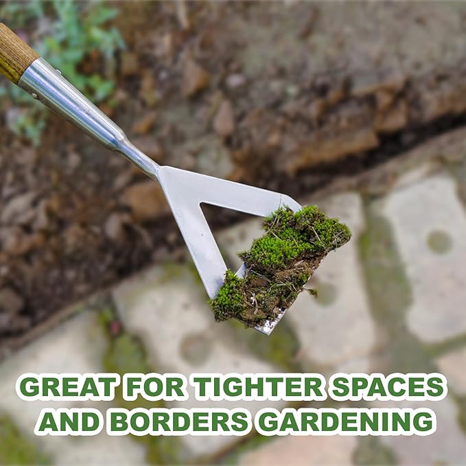 Dutch Hoe, Bending-Proof Push Pull Weeder, 51'' Long Handle Dutch Hoe Weeder for Women, Heavy Duty Stainless Steel Garden Dutch Hoe for Weeding in Between Seedling, Removal Moss,Soil Loosening