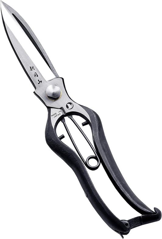 Leaf Trimming Scissors Handheld Hedge Shears 9", Professional One-Handed Hedge Clippers for Trimming of Hedges and Trees, Japanese Carbon Steel Blade, Spring Loaded Handle, Made in Japan