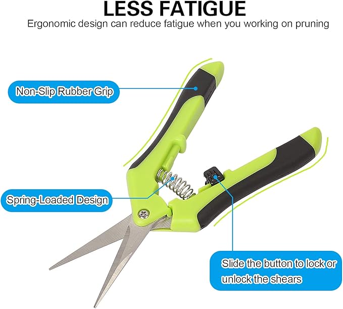 KEILEOHO 12 Pack 6.5 Inch Bud Trimming Scissors, Professional Stainless Steel Gardening Hand Pruners Micro-Tip Pruning Snips with Straight Blades for Trimming Garden Herb Plants Flowers